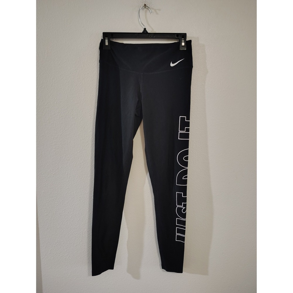Nike Womens Dri-FIT Just Do It Graphic Leggings Black Training Tights‎ Small